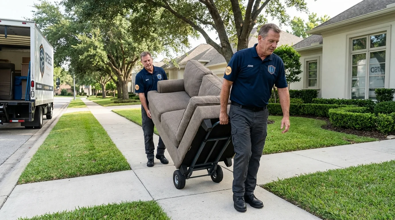 Local residential moving crew loading furniture in San Carlos, CA